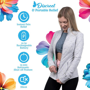 Crampology Relief Pink-Period Cramps Pain Relieving Device, Cramp Massager for Menstrual and Lower Back Ache, Reduces Endometriosis Discomfort, PMS TENS Unit, Wireless or Wired, Natural Cycle Support - PrimeBioHealth - canada supplements