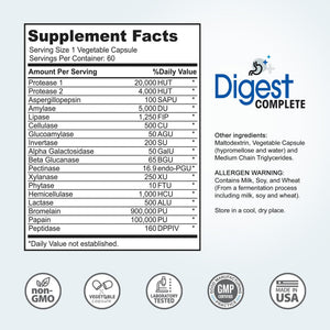 Digest Complete 2-in-1 Probiotic Digestive Enzymes, 60 Capsules - PrimeBioHealth - canada supplements