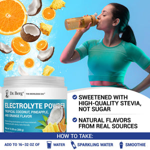 Dr. Berg Zero Sugar Hydration Keto Electrolyte Powder - Enhanced w/ 1000 mg of Potassium & Real Pink Himalayan Salt (NOT Table Salt) - Tropical Coconut - PrimeBioHealth - canada supplements