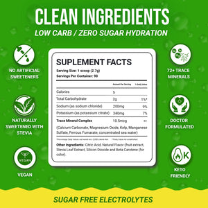 Dr. Price’s Electrolytes Powder Bulk – Lemon Lime, 90 Servings | Sugar Free Hydration Drink Mix with 72+ Trace Minerals, Manganese | Keto Electrolytes - PrimeBioHealth - canada supplements