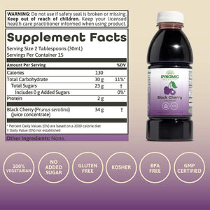 Dynamic Health 100% Pure Black Cherry Juice Concentrate, No Additives, Antioxidant Supplement, Urinary Tract & Joint Support, 16 Fl oz - PrimeBioHealth - canada supplements