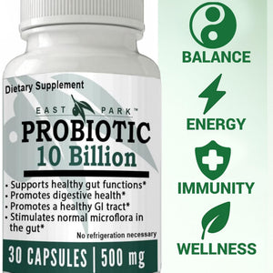 East Park Research d-Lenolate Probiotic Supplement | Probiotic 10 Billion CFUs Supports Gut & Digestive Health | Dietary Supplement Probiotics - PrimeBioHealth - canada supplements
