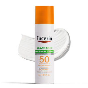 Eucerin Sun Clear Skin Face Sunscreen Lotion SPF 50 for Acne Prone and Oily Skin, Lightweight Sunscreen with Oil-Absorbing Minerals - PrimeBioHealth - canada supplements