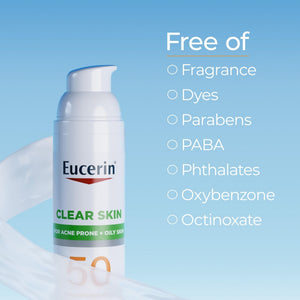 Eucerin Sun Clear Skin Face Sunscreen Lotion SPF 50 for Acne Prone and Oily Skin, Lightweight Sunscreen with Oil-Absorbing Minerals - PrimeBioHealth - canada supplements