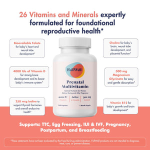 FullWell Women's Prenatal Multivitamin - Healthy Pregnancy Support - Contains Choline & Folate - Supports Fetal Growth - PrimeBioHealth - canada supplements