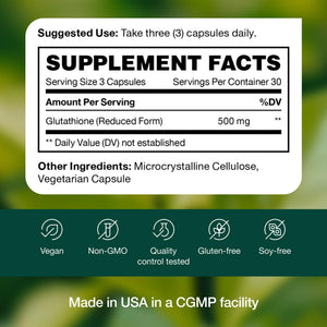 Glutathione Supplement Capsule - Strongest DNA Verified Glutathione Reduced - Vegan Friendly, Non GMO, Gluten & Soy Free - PrimeBioHealth - canada supplements