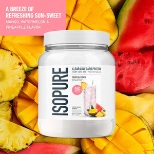 Isopure Clear Whey Isolate Protein Powder, Lactose Free, Gluten Free, Naturally Flavored, Tropical Punch, 20g Protein Per Serving, 14.1 Oz, 16 Servings (Packaging May Vary) - PrimeBioHealth - canada supplements