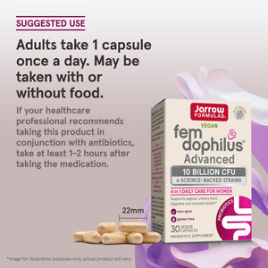 Jarrow Formulas Fem-Dophilus Advanced Vaginal & Digestive Probiotics 10 Billion CFU with 6 Science Backed Strains, for Vaginal, Urinary Tract - PrimeBioHealth - canada supplements