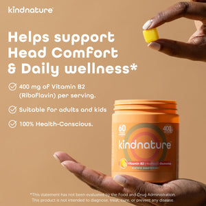 kindnature Vitamin B2 Gummies - Riboflavin 400mg Supplement for Kids & Adults - Non-GMO, Soy & Gluten-Free, Vegan Chewable Gummies (30 Day Supply) (2) - PrimeBioHealth - canada supplements