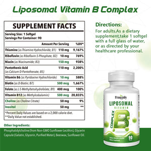 Liposomal B Complex for High Absorption Methylated B12,L-Methyfolate(5-MTHF ),Full Active B Vitamins with Choline Inositol-Energy, Metabolism,Brain & Heart Support - PrimeBioHealth - canada supplements