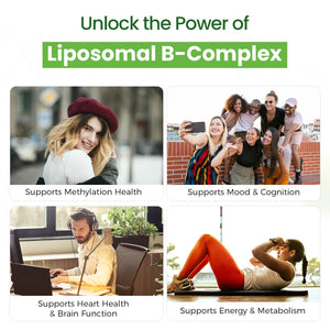 Liposomal B Complex for High Absorption Methylated B12,L-Methyfolate(5-MTHF ),Full Active B Vitamins with Choline Inositol-Energy, Metabolism,Brain & Heart Support - PrimeBioHealth - canada supplements