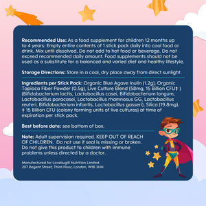 LOVEBUG Kids Probiotic Powder with Prebiotic Fiber - Toddler Immunity Support & Constipation Relief - USDA Organic Probiotics for Childrens Gut & Digestive Health - PrimeBioHealth - canada supplements