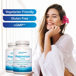 Magnesium 400mg [High Potency] Supplement – Magnesium Oxide for Immune Support, Muscle Recovery, Leg Cramps and Relaxation 120 Tablets - PrimeBioHealth - canada supplements