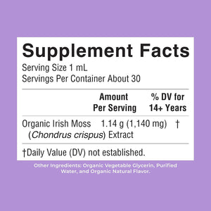 MARYRUTH'S Organic Irish Sea Moss Liquid Drops | Chondrus Crispus | Wild Harvested | Organic Irish Moss Formulated for Adults & Kids Ages 14+ | Unflavored | Sugar Free | Vegan | Non-GMO | 1 Fl Oz - PrimeBioHealth - canada supplements