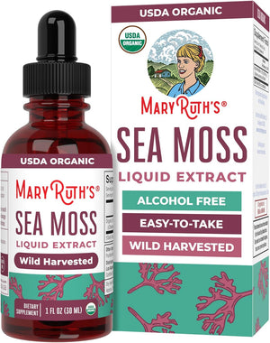 MARYRUTH'S Organic Irish Sea Moss Liquid Drops | Chondrus Crispus | Wild Harvested | Organic Irish Moss Formulated for Adults & Kids Ages 14+ | Unflavored | Sugar Free | Vegan | Non-GMO | 1 Fl Oz - PrimeBioHealth - canada supplements