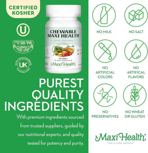 Maxi Health Chewable Multivitamin for Kids, Teens and Adults - Cherry Chewable Vitamins for Adults & Children - PrimeBioHealth - canada supplements