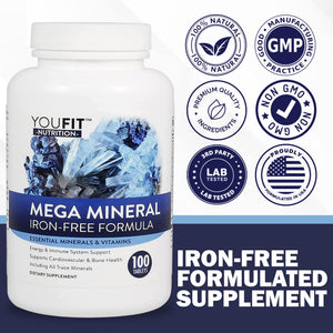 Mega Minerals Supplement by Youfit Nutrition | Trace Minerals | Premium Formula with Source of Minerals and Immune Health Support | Iron Free | All in One - PrimeBioHealth - canada supplements