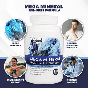 Mega Minerals Supplement by Youfit Nutrition | Trace Minerals | Premium Formula with Source of Minerals and Immune Health Support | Iron Free | All in One - PrimeBioHealth - canada supplements