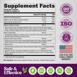 Menopause Supplements for Women - Dong Quai, Black Cohosh, Pre & Probiotics - Sweats & Hot Flashes Relief - Digestion, Sleep & Mood Support - 25-in-1 Perimenopause Complex - PrimeBioHealth - canada supplements