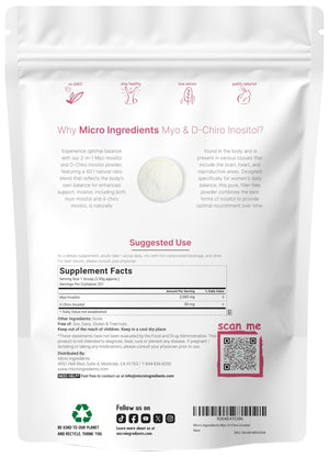 Micro Ingredients Myo-Inositol & D-Chiro Inositol Powder, 1lb (221 Servings) | 40:1 Ideal Ratio Inositol Supplement for Women | Supports Hormonal Balance - PrimeBioHealth - canada supplements