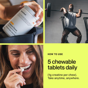 Momentous Creatine Chews - Creatine Monohydrate - Supports Strength, Lean Muscle, & Recovery for Men & Women - NSF Certified for Sport - 150 Chewable Tablets - Lemon Lime - PrimeBioHealth - canada supplements