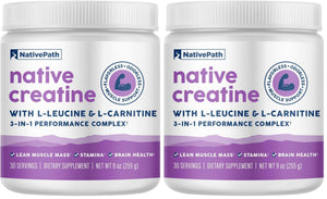 NativePath Creatine Monohydrate Powder with L-Leucine & L-Carnitine - Muscle Building Supplement for Men & Women - 30 Servings (Pack of 2) - PrimeBioHealth - canada supplements