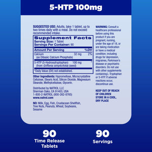 Natrol 5-HTP 100mg, Dietary Supplement Helps Support a Balanced Mood, Mood and Stress Support Supplement, 90 Time Release Tablets, 45-90 Day Supply - PrimeBioHealth - canada supplements