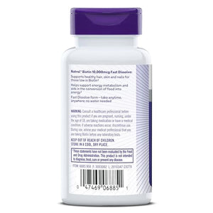 Natrol Biotin 10000mcg, 4X Faster Dissolve Supplement for Healthy Hair, Skin and Nails for Those Low in Biotin, Plus Energy Metabolism Support - PrimeBioHealth - canada supplements