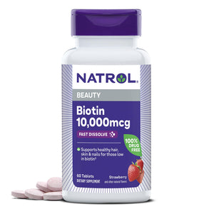 Natrol Biotin 10000mcg, 4X Faster Dissolve Supplement for Healthy Hair, Skin and Nails for Those Low in Biotin, Plus Energy Metabolism Support - PrimeBioHealth - canada supplements