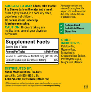Nature Made Calcium 600 mg with Vitamin D3, Dietary Supplement for Bone Support, 220 Tablets - PrimeBioHealth - canada supplements