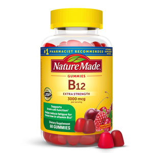 Nature Made Extra Strength Vitamin B12 Gummies 3000 mcg per serving, B12 Vitamins for Energy Metabolism Support, 60 Gummy Vitamins, 30 Day Supply - PrimeBioHealth - canada supplements