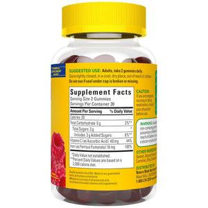 Nature Made Iron 18 mg per serving Gummies with Vitamin C, Iron Supplement for Red Blood Cell Support, 60 Gummies, 30 Day Supply - PrimeBioHealth - canada supplements