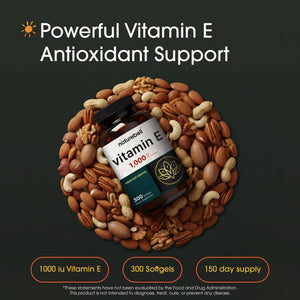 NatureBell Vitamin E 1,000 IU Per Serving - 300 Softgels - Antioxidant Supplement for Skin, Heart & Brain Health Support - PrimeBioHealth - canada supplements