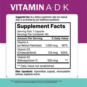 NatureGenX ADK Vitamin Supplement – Vitamins A, D3 & K2 MK-7 for Bone Health & Calcium Absorption – Gluten-Free, Non-GMO, Soy-Free - PrimeBioHealth - canada supplements