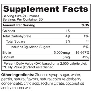 NATURELO Biotin Gummies - Supports Healthy Hair, Skin & Nails - High Potency 2500 mcg - Non GMO, Gluten Free - 60 Gummies - PrimeBioHealth - canada supplements