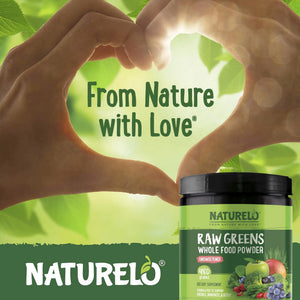NATURELO Raw Greens Superfood Powder - Unsweetened - Boost Energy, Detox, Enhance Health - Organic Spirulina - Wheat Grass - Whole Food Nutrition from Fruits - PrimeBioHealth - canada supplements