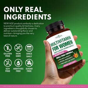 NEW AGE Multivitamin for Women - B-Complex, Whole Foods, Hair Support, Iron - All in1 Womens Multivitamin - PrimeBioHealth - canada supplements