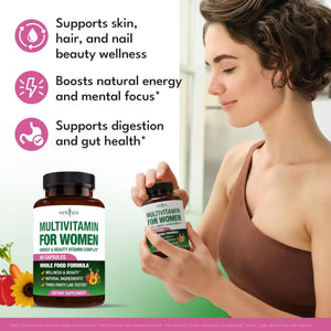 NEW AGE Multivitamin for Women - B-Complex, Whole Foods, Hair Support, Iron - All in1 Womens Multivitamin - PrimeBioHealth - canada supplements