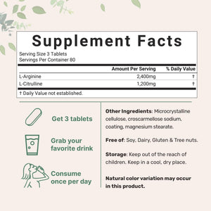 Nitric Oxide Supplements for Men & Women 3,600mg, 240 Bisected Tablets | 80 Servings | Max Strength Nitric Oxide Booster with L-Arginine & L-Citrulline - PrimeBioHealth - canada supplements