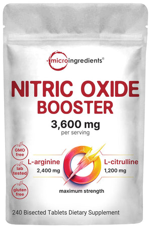 Nitric Oxide Supplements for Men & Women 3,600mg, 240 Bisected Tablets | 80 Servings | Max Strength Nitric Oxide Booster with L-Arginine & L-Citrulline - PrimeBioHealth - canada supplements