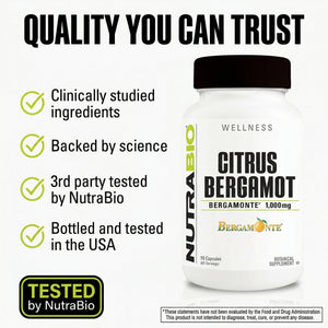 NutraBio Citrus Bergamot Bergamonte Extract Supplement, 1,000mg - May Help Promote Cardiovascular Health and Wellness, 90 Capsules - PrimeBioHealth - canada supplements