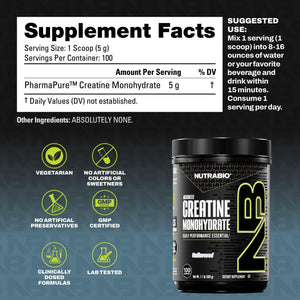 NutraBio Pure Micronized Creatine Monohydrate Powder Supplement, Unflavored, (300 g) - Supports Bulk Muscle Energy, Recovery, and Strength - HPLC Tested Creatine Powder Supplement for Men and Women - PrimeBioHealth - canada supplements
