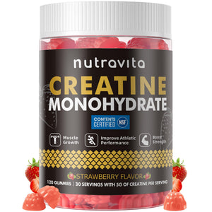 Nutravita NSF Certified Creatine Gummy - Creatine Monohydrate Gummies for Men & Women-5g of Creatine Monohydrate per Serving - Sugar Free, - PrimeBioHealth - canada supplements
