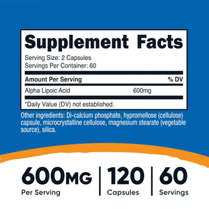 Nutricost Alpha Lipoic Acid 600mg Per Serving, 240 Capsules | Gluten Free, Vegetarian Capsules, Soy Free & GMO-Free - PrimeBioHealth - canada supplements