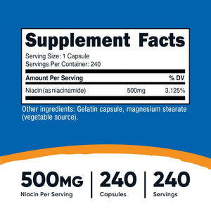 Nutricost Niacinamide (Vitamin B3) 500mg, 240 Capsules - Non-GMO, Gluten Free, Flush Free Vitamin B3 - PrimeBioHealth - canada supplements