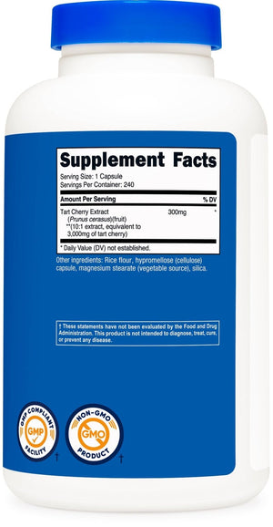 Nutricost Tart Cherry Extract 240 Vegetarian Capsules for 240 Servings per Bottle - Gluten Free, Non-GMO - PrimeBioHealth - canada supplements