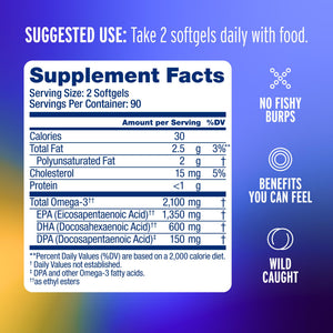 Oceanblue Professional Omega-3 2100 – 180 ct – Triple Strength Burpless Fish Oil Supplement with High-Potency EPA, DHA, DPA - PrimeBioHealth - canada supplements