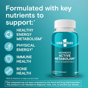 One A Day Women's Active Metabolism Daily Essential, Multivitamin for Women, Metabolism Support, Vitamins for Women with All 8 B-Vitamins - PrimeBioHealth - canada supplements