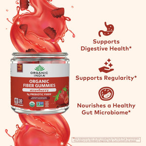 ORGANIC INDIA Fiber Gummies for Adults - Prebiotic Fiber, Dietary Supplement, Digestive Health for Men & Women, Vegan, Low Sugar - PrimeBioHealth - canada supplements
