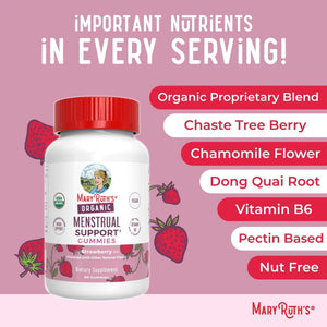 Organic Menstrual Support Gummies by MaryRuth's | for The Relief of Common Symptoms of Premenstrual Syndrome | PMS Support | Premenstrual Mood Support | USDA Organic | Non-GMO | Vegan | 30 Servings - PrimeBioHealth - canada supplements